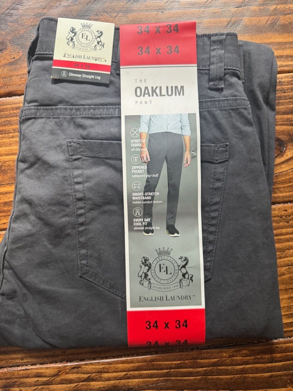 English Laundry Oaklum Men’s Slimmer Straight Leg Jeans - Charcoal Gray NWT
